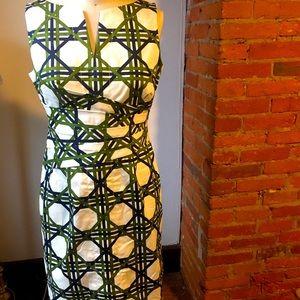 Anne Klein geometric sheath dress with lining, size 8, excellent condition, NWOT